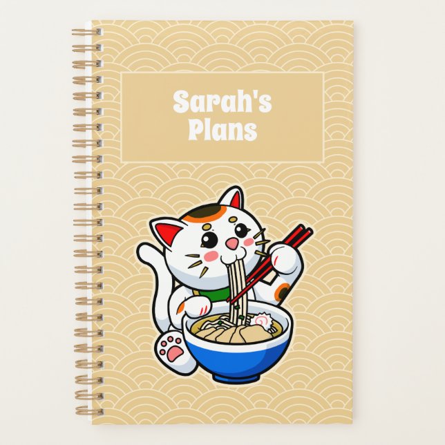 Lucky Cat Ramen Personalisiert Planer (Vorderseite)