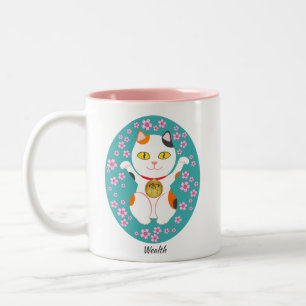 Lucky Cat Wealth überwindet japanisches Maneki-Nek Zweifarbige Tasse