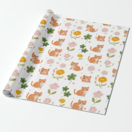 Lucky Cats and Clovers Geschenkpapier