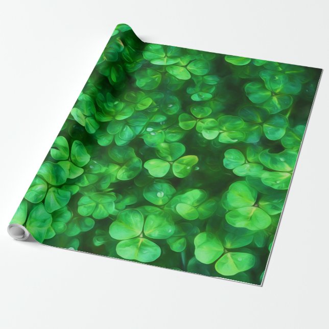 Lucky Celtic Irish Green Kleeblatts Geschenkpapier (Ungerollt)