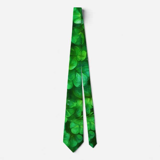 Lucky Celtic Irish Green Kleeblatts Krawatte (Vorderseite)