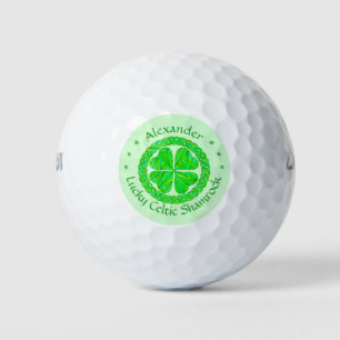 Lucky Celtic Kleeblatt 4 Leaf Clover Green Golfball