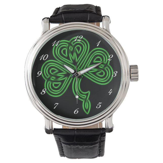 Lucky Celtic Kleeblatt Wrist Watch Armbanduhr (Vorderseite)