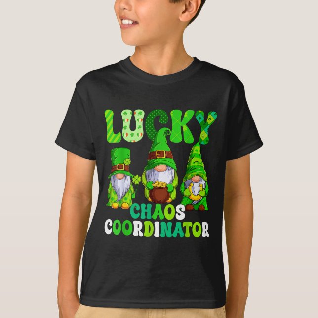 Lucky chaos coordinator shamrock leopard gnomes T-Shirt (Vorderseite)