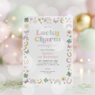 Lucky Charm 1. Geburtstag St Patricks Day Regenbog Einladung