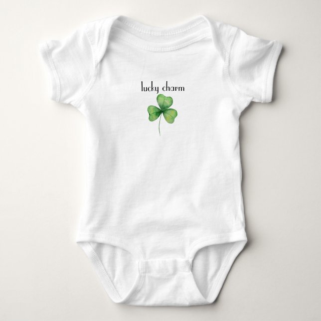 Lucky Charm Baby Bodysuit mit Kleeblatt Baby Strampler (Vorderseite)