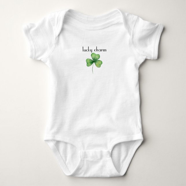 Lucky Charm Baby Bodysuit mit Kleeblatt Strampler (Vorderseite)