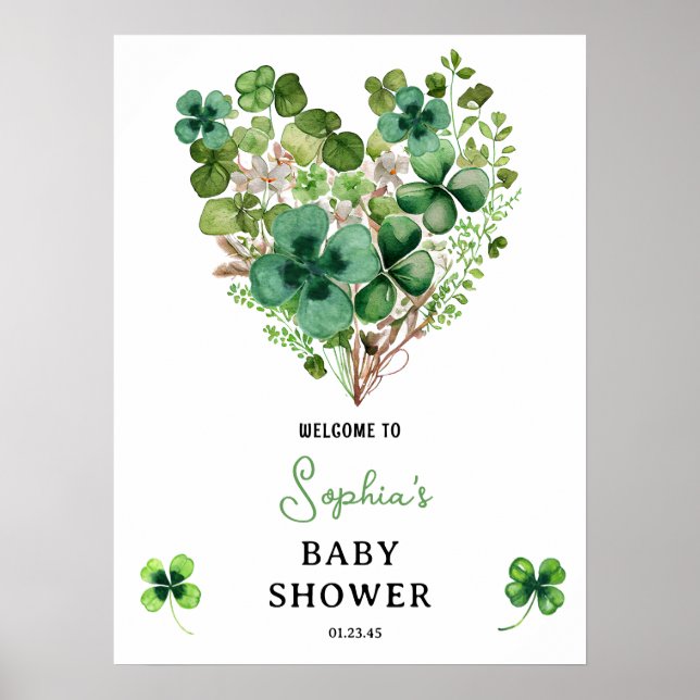 Lucky Charm Baby Dusche Kleeblatt Clover Poster (Vorne)