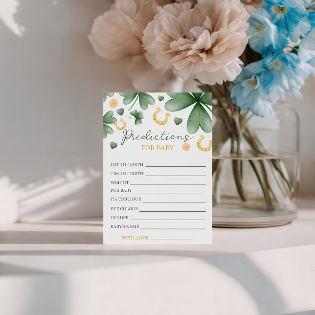 Lucky Charm Baby Predictions Card Einladung (Von Creator hochgeladen)