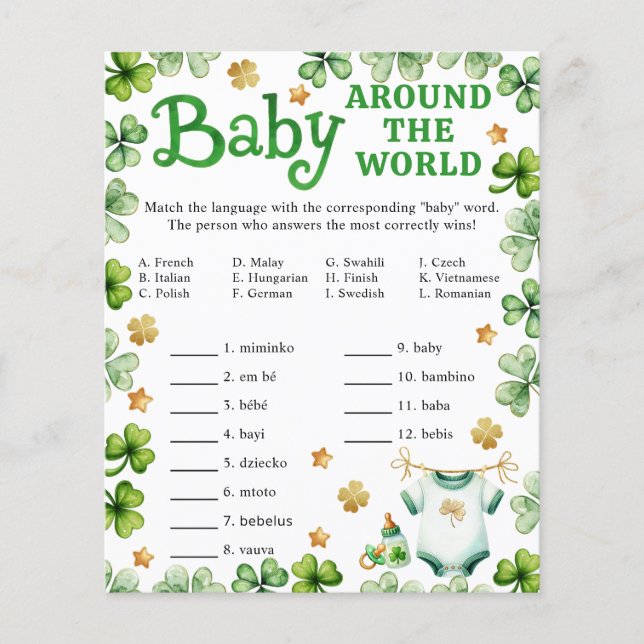 Lucky Charm Baby Rund um das World Shower Game (Vorderseite)