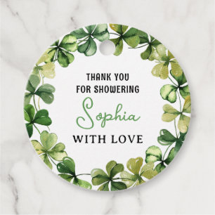 Lucky Charm Baby Shower Kleeblatt Clover Tags Geschenkanhänger