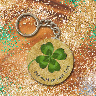 Lucky Charm Clover Gold Personalisierte Viel Glück Schlüsselanhänger