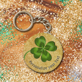 Lucky Charm Clover Gold Personalisierte Viel Glück Schlüsselanhänger