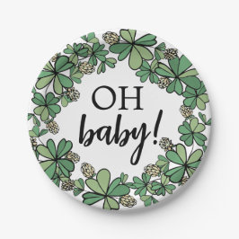 Lucky Charm Clover Oh Baby Neutral Baby Dusche Pappteller