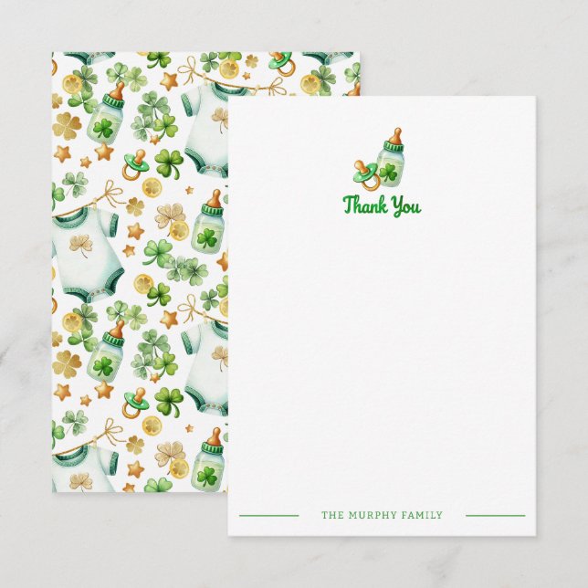 Lucky Charm Irish Baby Dusche Danke Karte (Vorne/Hinten)