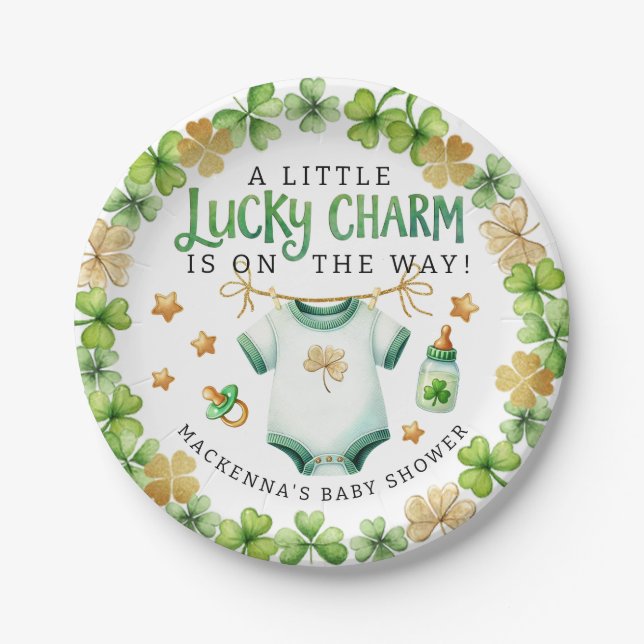 Lucky Charm Irish Baby Dusche Party Teller (Vorderseite)