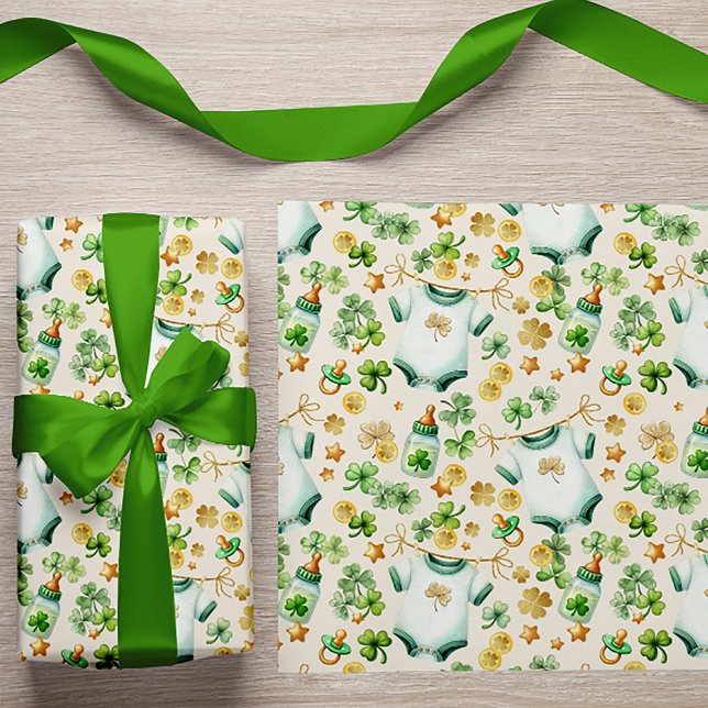 Lucky Charm Irish Baby Duschgeschenk Wrap Geschenkpapier (Fun Irish Baby Shower Wrapping Paper)