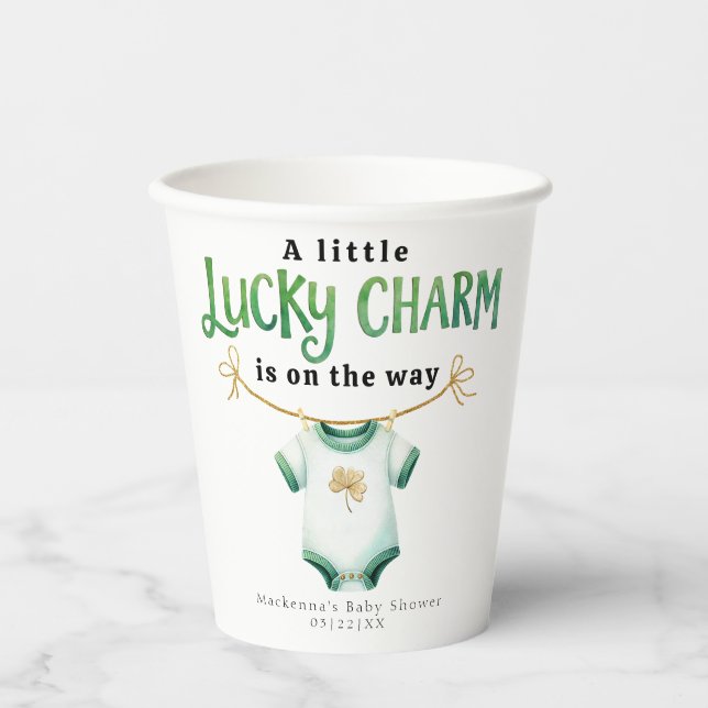 Lucky Charm Irish Baby Duschpapier Tassen Pappbecher (Vorderseite)