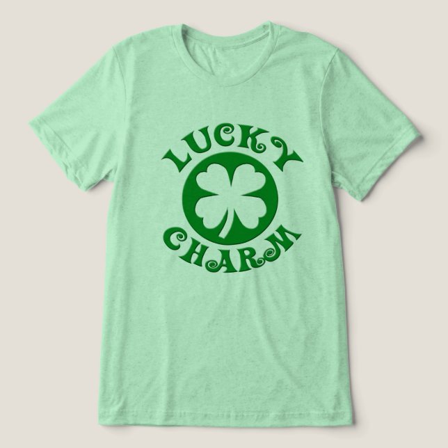 Lucky Charm Irish Vierblättriges Kleeblatt T - Shi Tri-Blend Shirt (Design Vorderseite)