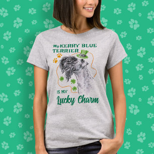 Lucky Charm Kerry Blue Terrier Irish Dog Mom Funny T-Shirt