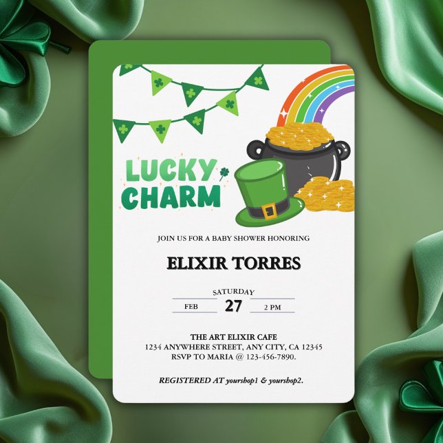 Lucky Charm Kleeblatt St. Patrick's Day Baby Showe Einladung (Von Creator hochgeladen)