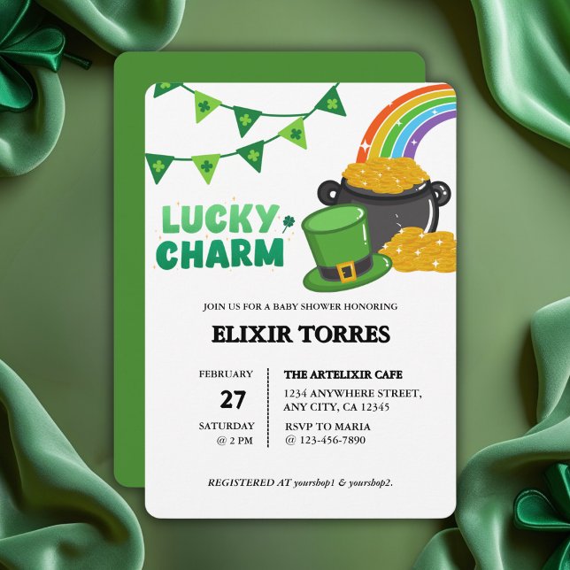 Lucky Charm Kleeblatt St. Patrick's Day Baby Showe Einladung (Von Creator hochgeladen)