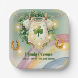 Lucky Charm Kleeblatt und Rainbow Baby Dusche Pappteller