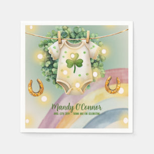 Lucky Charm Kleeblatt und Rainbow Baby Dusche Serviette