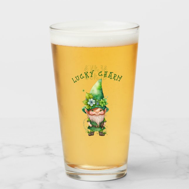 Lucky Charm Leprechaun Gnome - Personalisiert Glas (Vorne (Gefüllt))