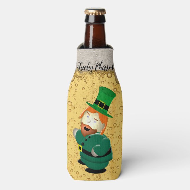 Lucky Charm Leprechaun Irish Bubbly Golden Beer Flaschenkühler (Flaschenvorderseite)