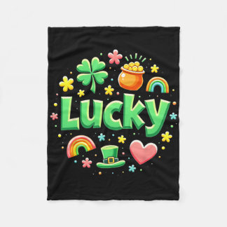 Lucky Charm Patricks Day Pot Of Gold Irish Shamroc Fleecedecke