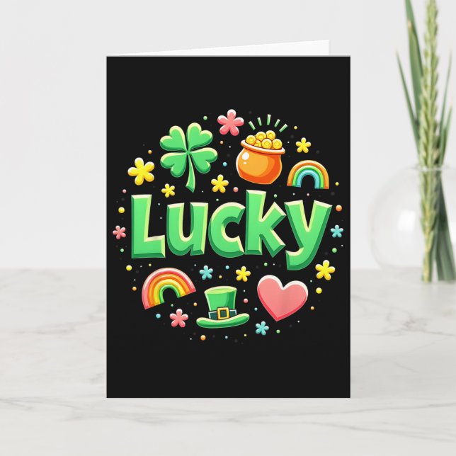 Lucky Charm Patricks Day Pot Of Gold Irish Shamroc Karte (Vorderseite)