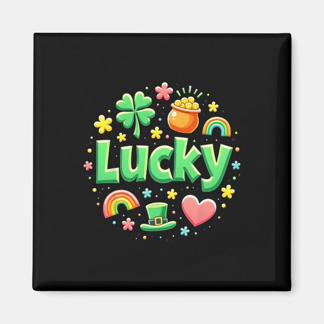 Lucky Charm Patricks Day Pot Of Gold Irish Shamroc Magnet (Vorne)