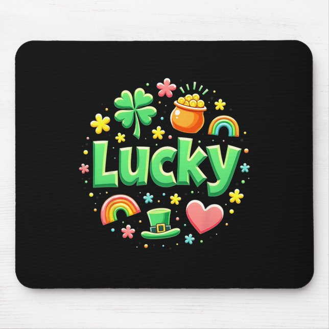 Lucky Charm Patricks Day Pot Of Gold Irish Shamroc Mousepad (Vorne)