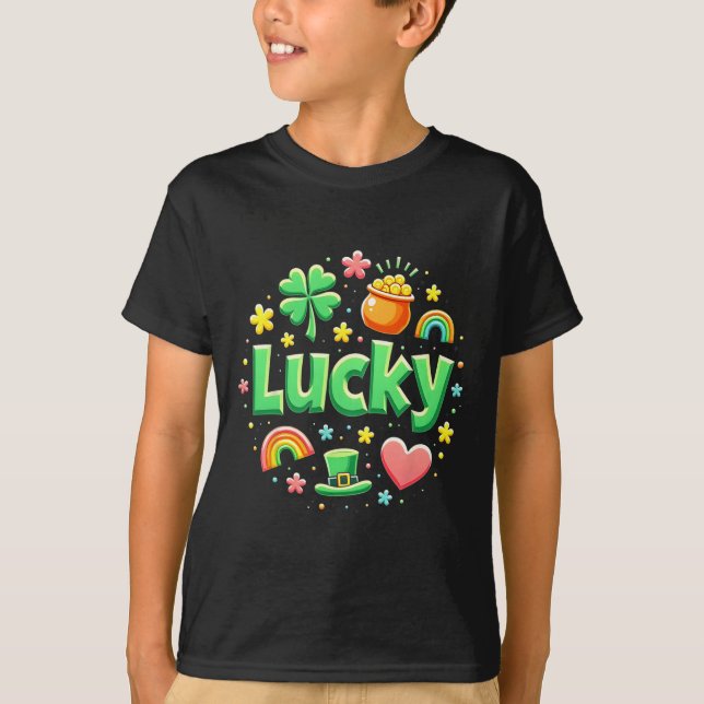 Lucky Charm Patricks Day Pot Of Gold Irish Shamroc T-Shirt (Vorderseite)