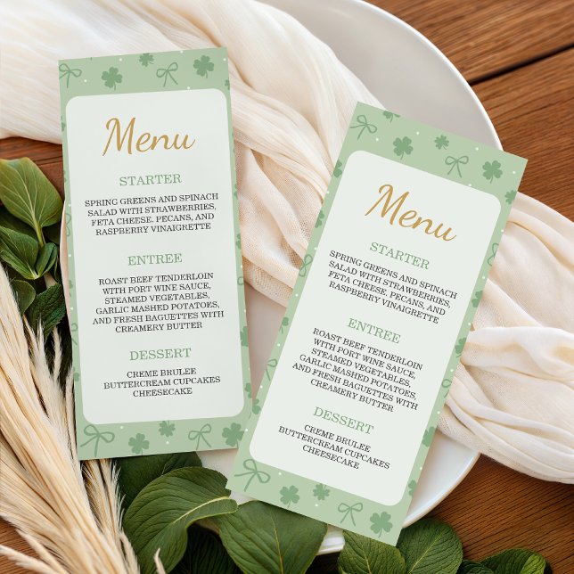Lucky Charm Shamrock Baby Shower Menu Menükarte (Von Creator hochgeladen)