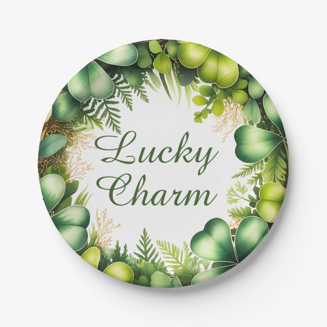 Lucky Charm Shamrock Wreath Paper Plates Pappteller (Vorderseite)