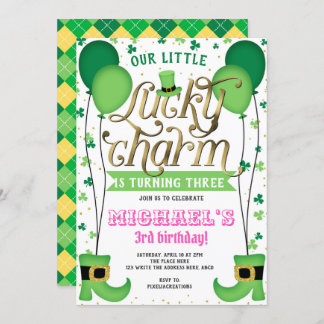 Lucky Charm, St Patrick's Day, Girl Birthday Einladung