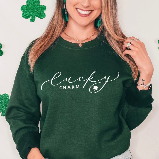 Lucky Charm St. Patrick's Day Niedlich Weiße Schri Sweatshirt (Von Creator hochgeladen)