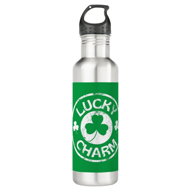 Lucky Charm Vintag St Patrick's Day Edelstahlflasche (Vorderseite)