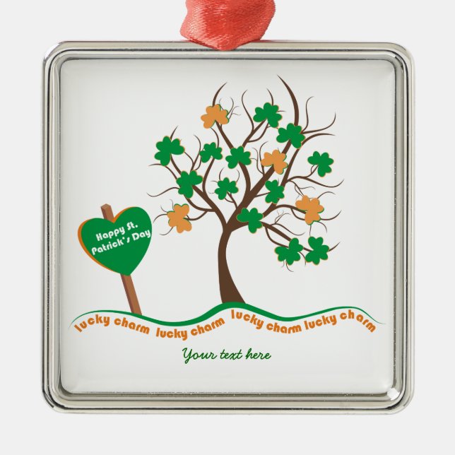 Lucky Charme Baumklee Kleeblatt St. Patricks Day Ornament Aus Metall (Vorne)