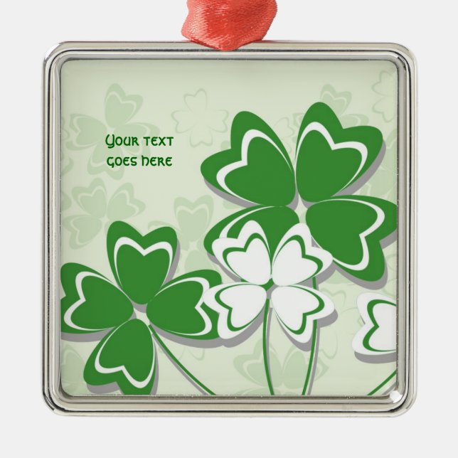 Lucky Charme Irish Klee Kleeblatt St Patricks Day Silbernes Ornament (Vorne)
