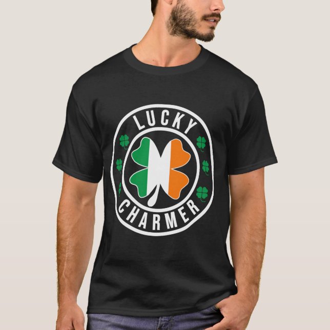Lucky Charmer Irish Flag Shamrock T Shirt (Vorderseite)