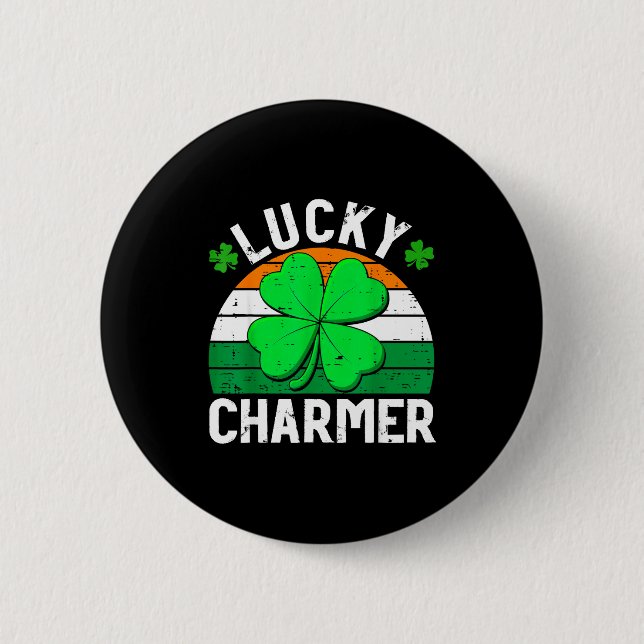 Lucky charmer shirts boys kids girls funny st button (Vorderseite)
