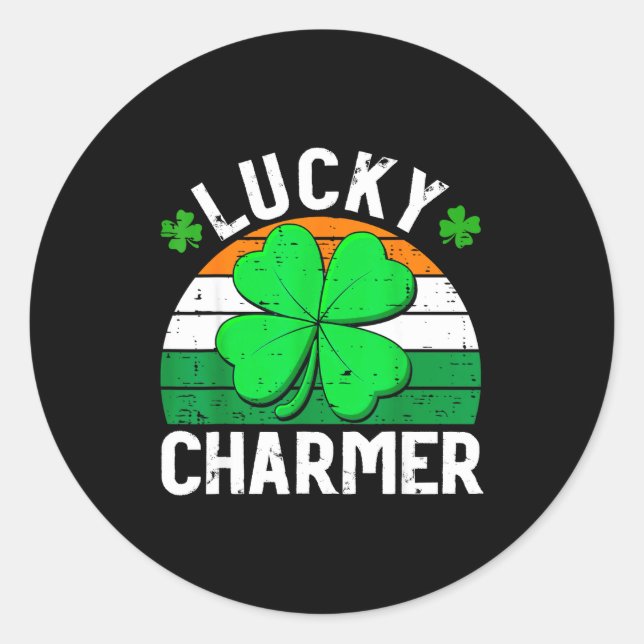Lucky charmer shirts boys kids girls funny st runder aufkleber (Vorderseite)