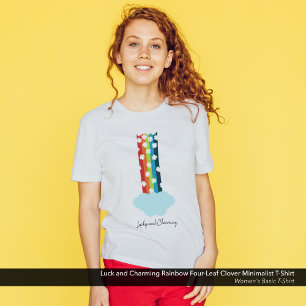 Lucky & Charming Rainbow 4-Leaf Clover Minimalisti T-Shirt