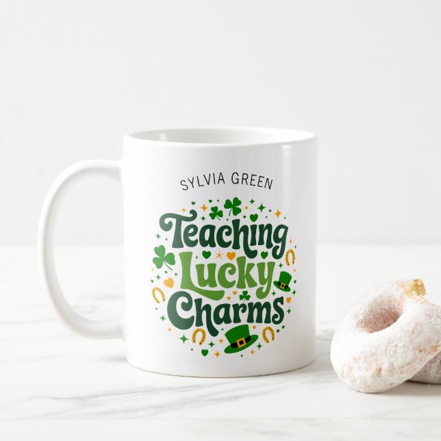 Lucky Charms lehren - Personalisierte St. Patrick' Kaffeetasse (Mit Donut)