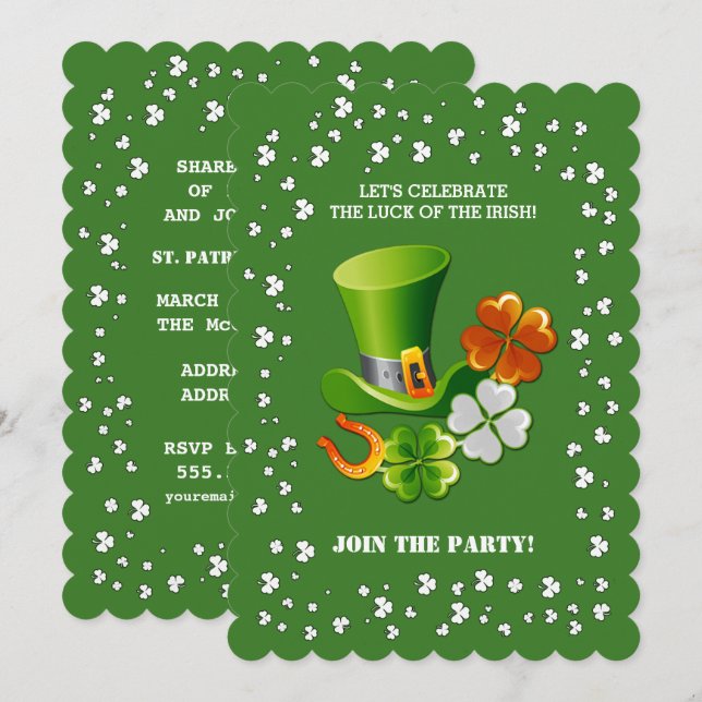 Lucky Charms St. Patrick's Day Party Einladung (Vorne/Hinten)