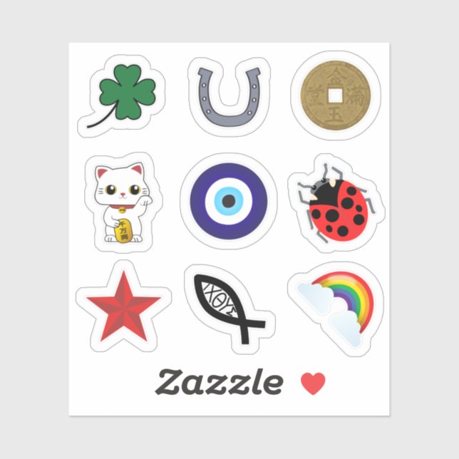 Lucky Charms Symbols Sticker Pack Collection (Blatt)