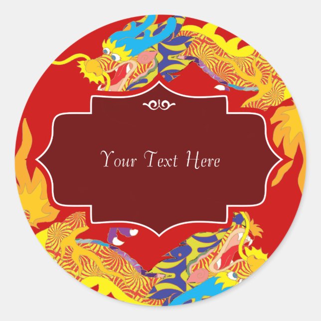 Lucky Chinese Dragon Runder Aufkleber (Vorderseite)
